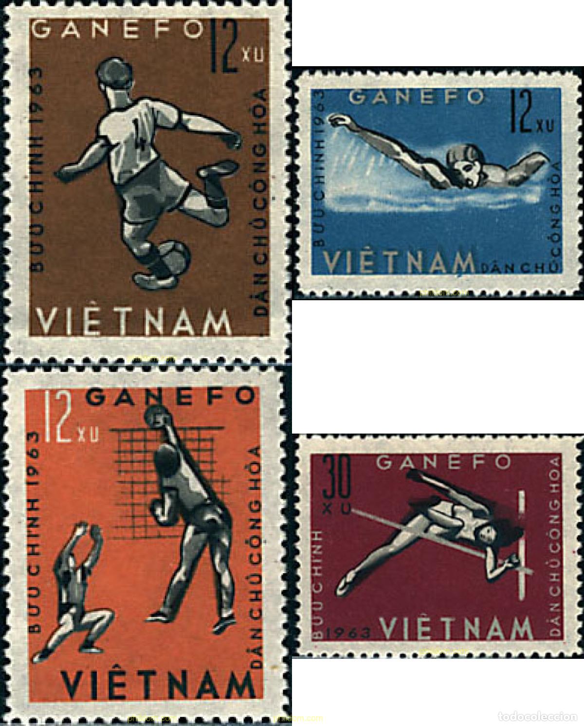 Sellos: 37684 MNH VIETNAM DEL NORTE 1963 JUEGOS DEPORTIVOS DE LAS NUEVAS FUERZAS EN DJAKARTA
