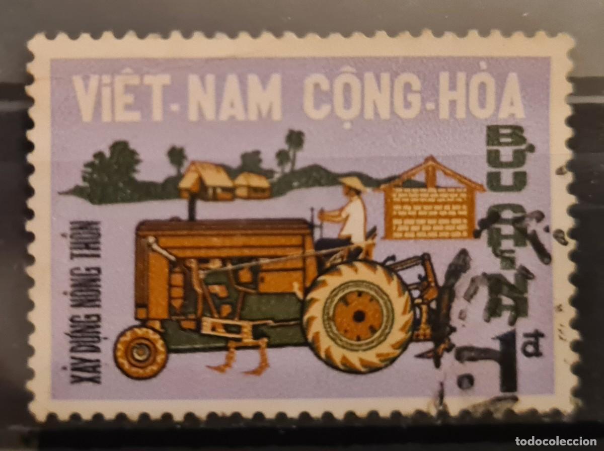 Sellos: Sello usado de Vietnam del sur 1968: construcci&oacute;n rural