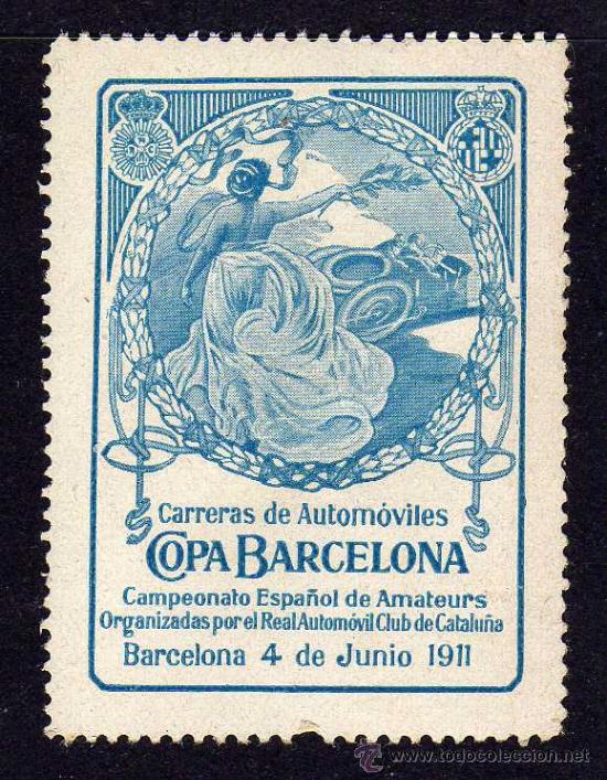 Sellos: MAGNIFICA VIÑETA - CARRERAS DE AUTOMOVILES - COPA BARCELONA - BARCELONA 4 DE JUNIO 1911 - Foto 1 - 26093023