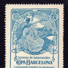 Sellos: MAGNIFICA VIÑETA - CARRERAS DE AUTOMOVILES - COPA BARCELONA - BARCELONA 4 DE JUNIO 1911