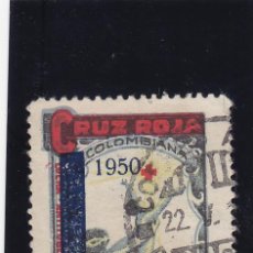 Sellos: VIÑETA COLOMBIA . CRUZ ROJA COLOMBIANA 1950 . USADO 