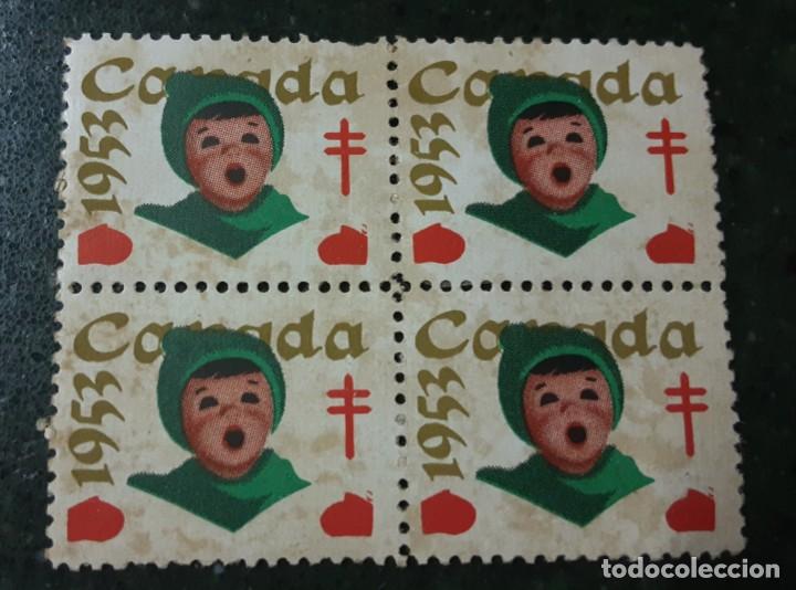 Sellos: BLOQUE DE 4 VI&Ntilde;ETAS DE CANADA CHRISTMAS - Foto 1