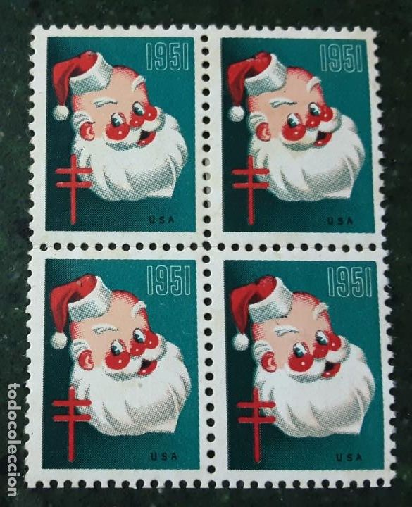 Sellos: BLOQUE DE 4 VI&Ntilde;ETAS DE U.S.A. CHRISTMAS - Foto 1