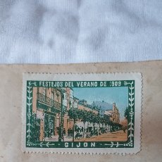 Sellos: VIÑETA FESTEJOS DEL VERANO DE 1909 GIJON