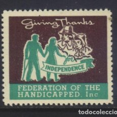 Sellos: S-08306- VIÑETA. GIVING THANKS FOR INDEPENDENCE. FEDERATION OF THE HANDICAPPED. INC.. Lote 396070474