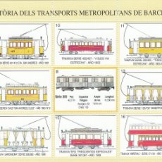 Sellos: TEM. TRENES - FERROCARRIL HOJITA DE VIÑETAS BARNAFIL 99 DE LA HISTORIA TRANSPORTS METROP. NUM . 2