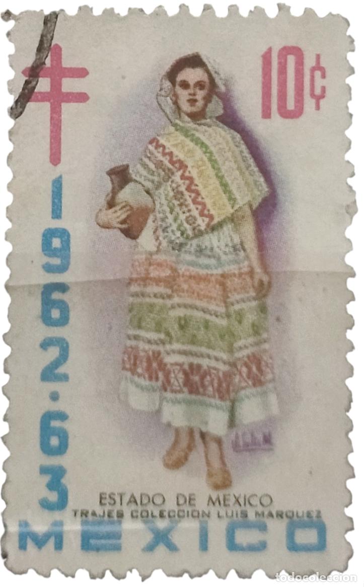Sellos: MEXICO 1962 VI&Ntilde;ETA ANTITUBERCULOSIS - TRAJES COLECCI&Oacute;N LUIS M&Aacute;RQUEZ. USADO.