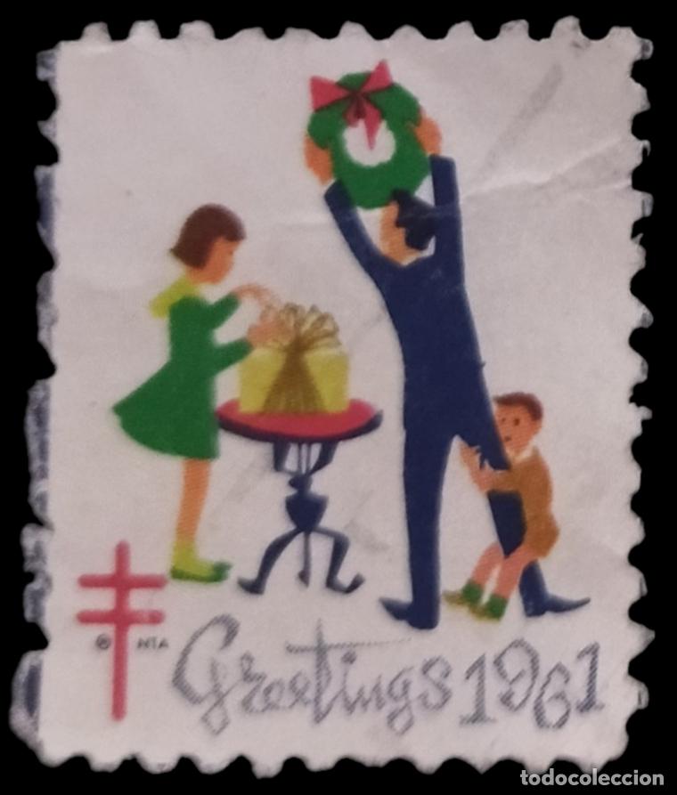 Sellos: ESTADOS UNIDOS 1961 VI&Ntilde;ETA NAVIDAD ANTITUBERCULOSIS. USADO.