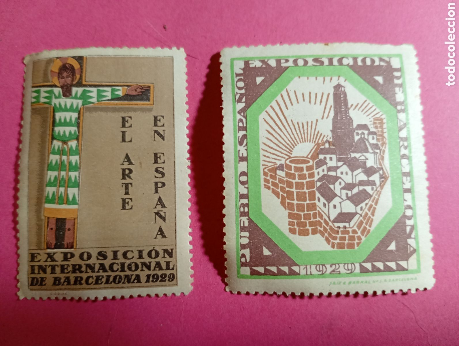 Stamps: VI&Ntilde;ETAS BARCELONA EXPOSICI&Oacute;N INTERNACIONAL 1929 PUEBLO ESPA&Ntilde;OL Y CRISTO ROM&Aacute;NICO