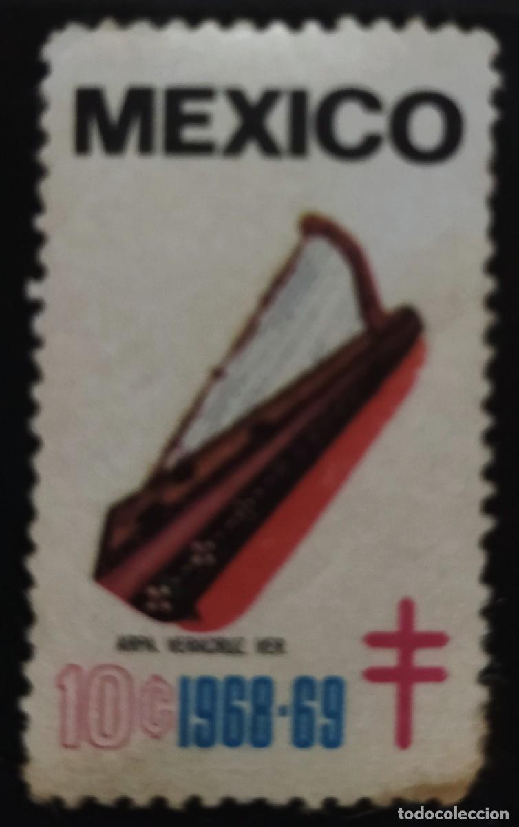 Sellos: M&Eacute;XICO 1968 -1969 VI&Ntilde;ETA ANTITUBERCULOSIS - ARPA - M&Uacute;SICA. NUEVO - MH *