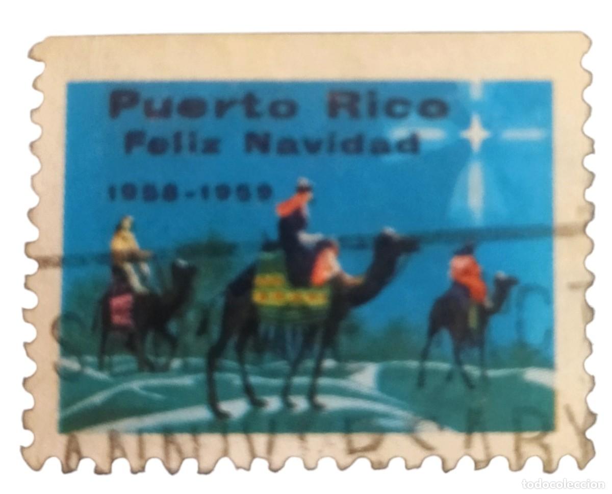 Sellos: PUERTO RICO 1958 - 1959 VI&Ntilde;ETA FELIZ NAVIDAD. USADO.