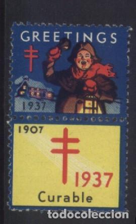 Sellos: S-12088- USA. GREETINGS 1937. PRO TUBERCULOSOS. CRUZ DE LORENA.