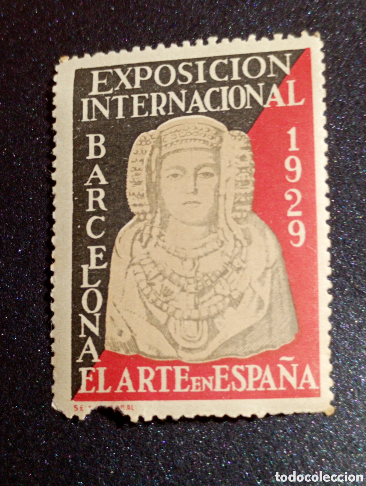 Stamps: EXPO BARCELONA 1929 LOTE 3 VI&Ntilde;ETAS DAMA DE ELCHE, CRISTO ROM&Aacute;NICO Y PUEBLO ESPA&Ntilde;OL