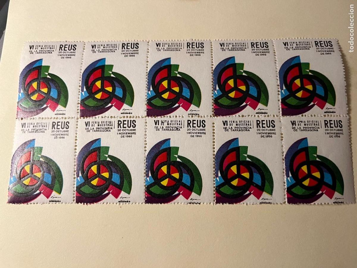 Sellos: 10 vi&ntilde;etas VI Feria Oficial de muestras de la provincia de Tarragona Reus