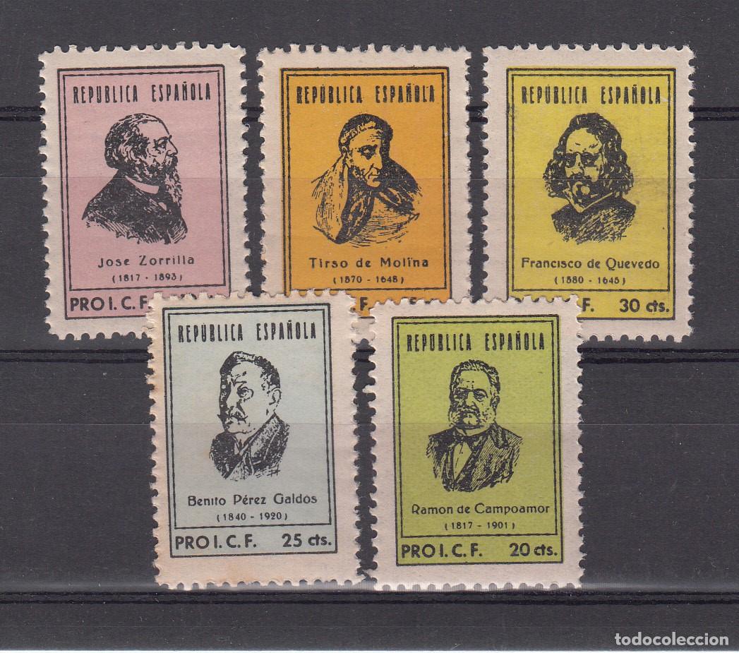 Sellos: VI&Ntilde;ETAS PRO ICF - COLECCI&Oacute;N COMPLETA ZORRILLA,CAMPOAMOR,G.A.BEQUER,PEREZ GALD&Oacute;STIRSO DE MOLINA ,