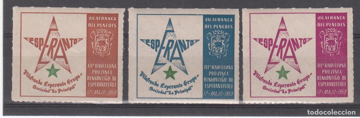 Sellos: 3 VI&Ntilde;ETAS ESPERANTO - 1959 - VILAFRANCA DEL PENED&Eacute;S
