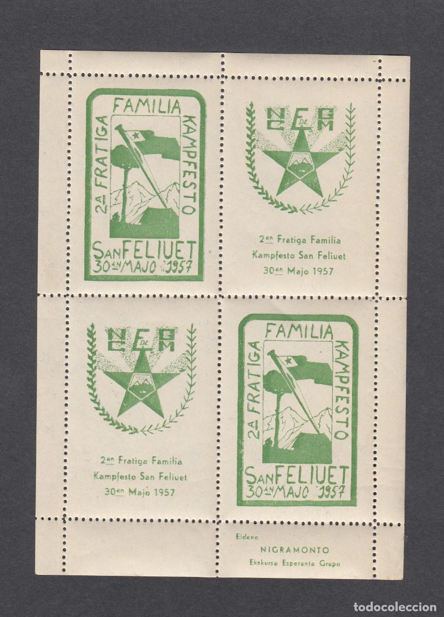 Sellos: HB VI&Ntilde;ETAS ESPERANTO SAN FLIUETE - 1957 EN BLOQUE DE 4