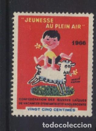 Sellos: S-12143- Vi&ntilde;eta ben&eacute;fica, sello escolar franc&eacute;s de 1966.