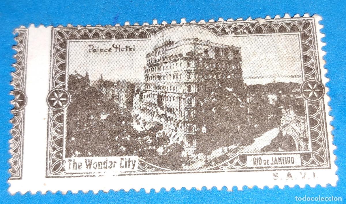 Sellos: SOCIEDAD AN&Oacute;NIMA DE VIAJES INTERNACIONALES - PALAS HOTEL - RIO DE JANEIRO - VI&Ntilde;ETA - 5,5 X 3 cms.