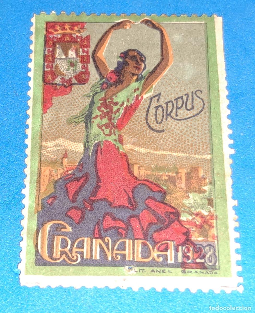 Stamps: GRANADA - CORPUS - A&Ntilde;O 1928 - VI&Ntilde;ETA - 5 X 3,5 cms.