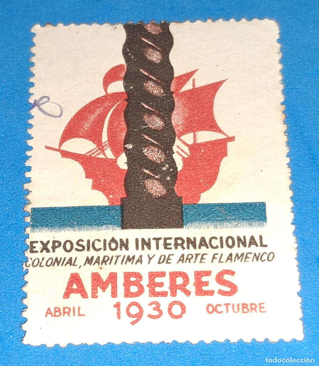 Stamps: AMBERES - EXPOSICION INTERNACIONAL - COLONIAL, MAR&Iacute;TIMA Y DE ARTE FLAMENCO - VI&Ntilde;ETA - 5 x 3,7 cms.