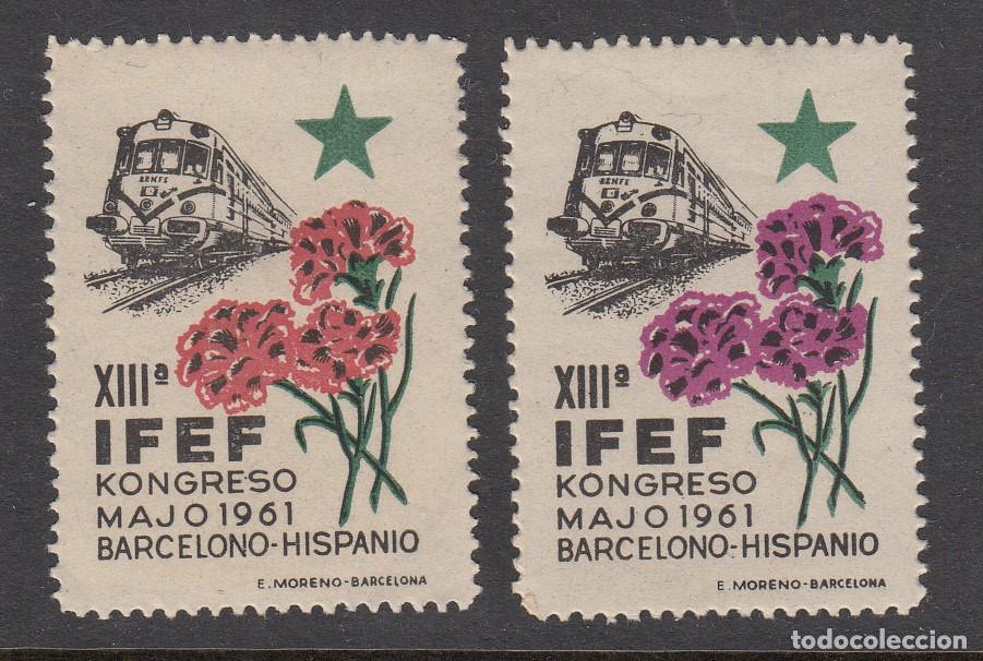 Sellos: 2 VI&Ntilde;ETAS IFEF KONGRESO DE ESPERANTO BARCELONA - 1961
