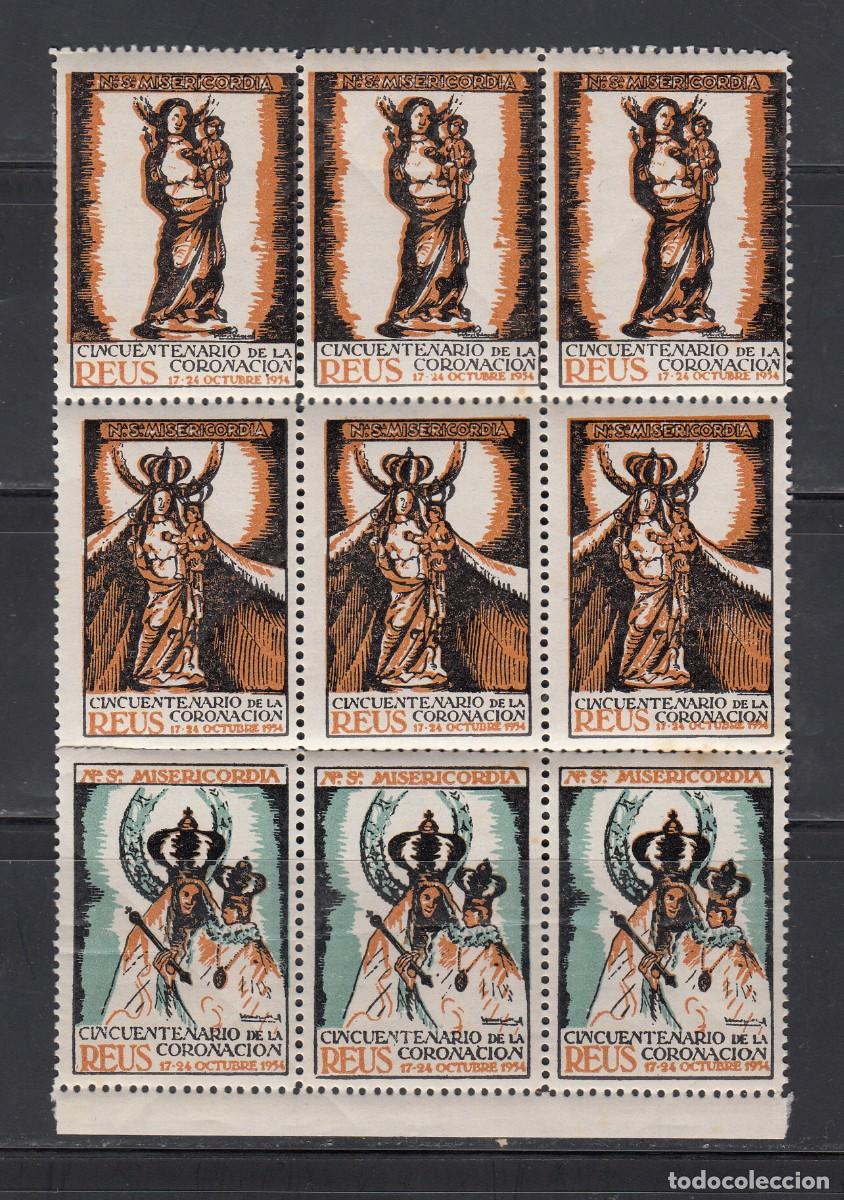 Selos: VI&Ntilde;ETAS DE REUS - CINCUENTENARIO CORONACI&Oacute;N VIRGEN MISERICORDIA - 1954 - EHOJA DE 9 VI&Ntilde;ETAS