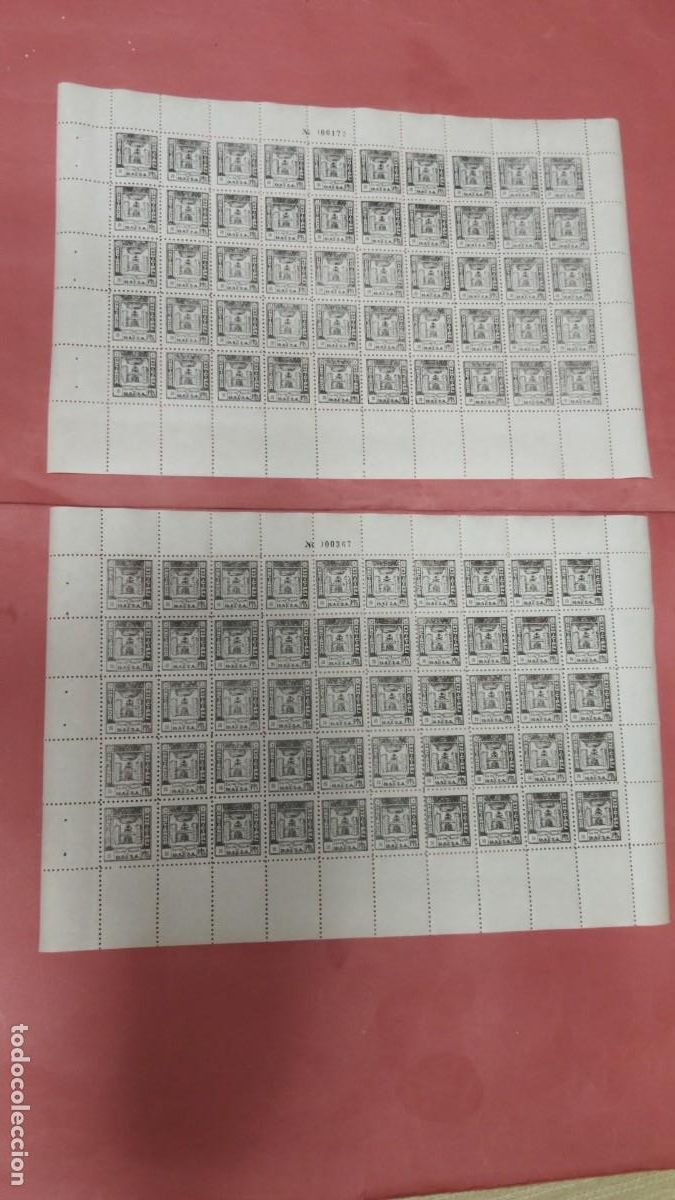 Sellos: HACIENDA MUNICIPAL.-AYUNTAMIENTO.-POLIZAS.-LOTE DE 2 PLIEGOS DE 50 POLIZAS.-20 Y 30 PESETAS.-BAEZA.