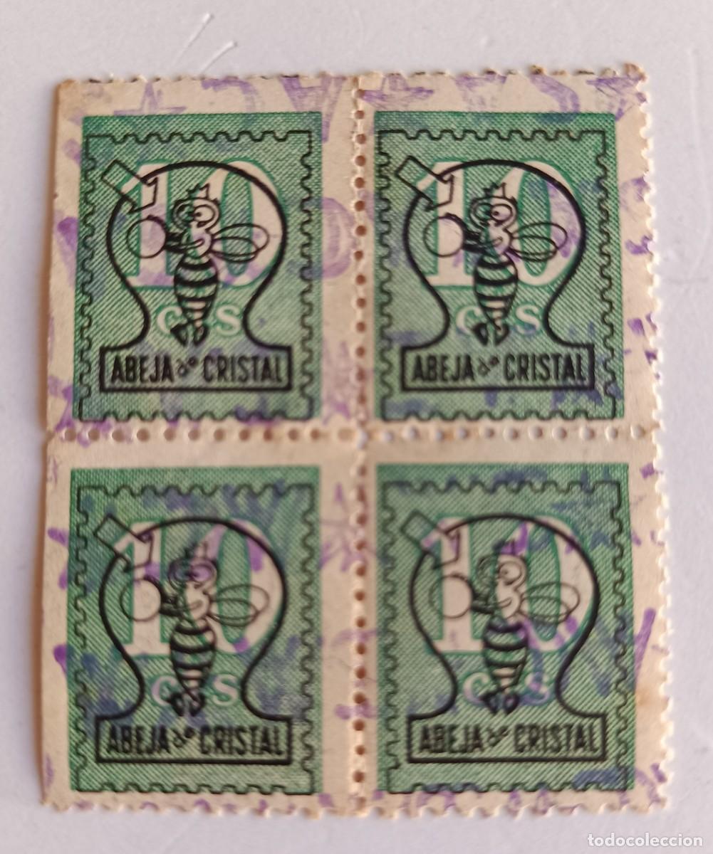 Sellos: VI&Ntilde;ETAS - BLOQUE DE 4 - ABEJA DE CRISTAL - 10 CTS. - VERDE