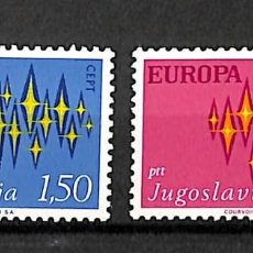 Sellos: YUGOSLAVIA, 1972 YVERT Nº 1343 / 1344 /**/, TEMA EUROPA, SIN FIJASELLOS. Lote 362264285