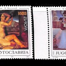 Sellos: YUGOSLAVIA, 1993 YVERT Nº 2461 / 2462 /**/, TEMA EUROPA, C.E.P.T., SIN FIJASELLOS. Lote 354209093