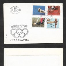 Sellos: SD)1980 YUGOSLAVIA FIRST DAY COVER, OLYMPIC GAMES- MOSCOW, FENCING, CYCLING, FIELD HOCKEY & ARCHERY