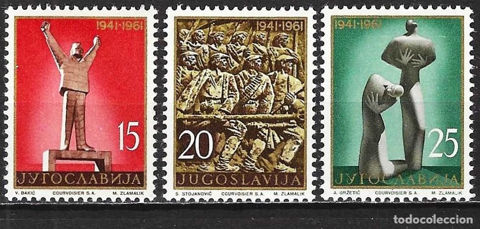 Sellos: Yugoslavia 1961 - Mi 952 a 954 - YT 871 a 873 - Monumentos - MNH**