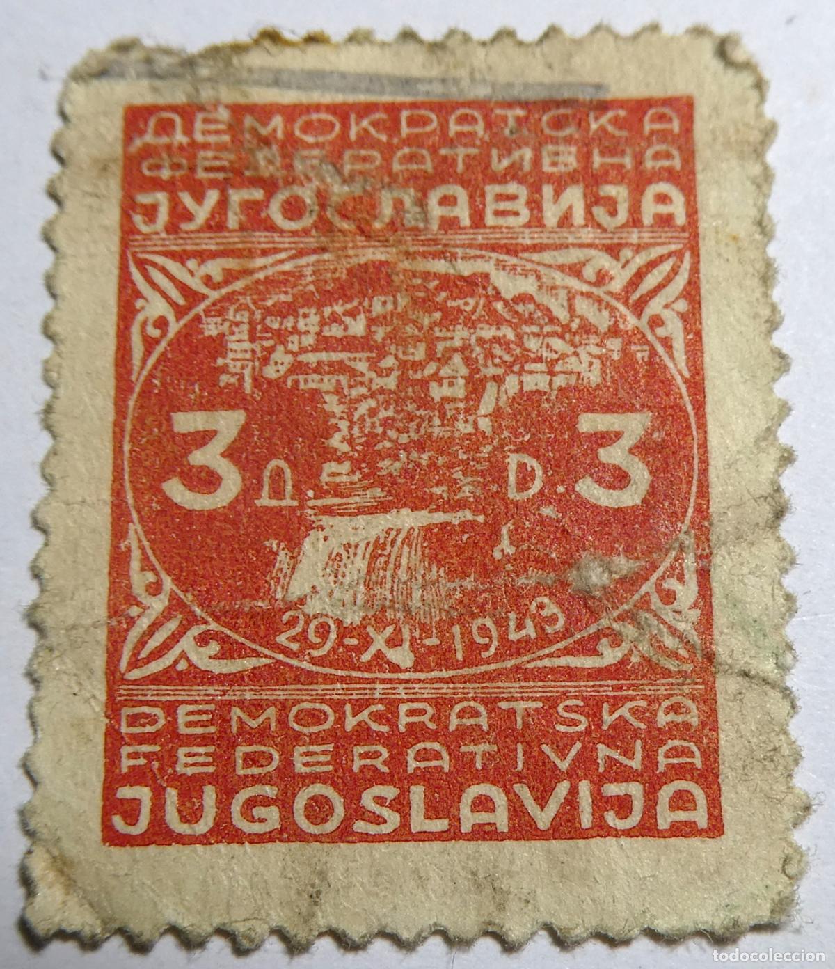 Sellos: sello postal de Yugoslavia 3 Dinares ,1943 2&ordf; sesi&oacute;n del Consejo Antifascista de Liberaci&oacute;n Nacional