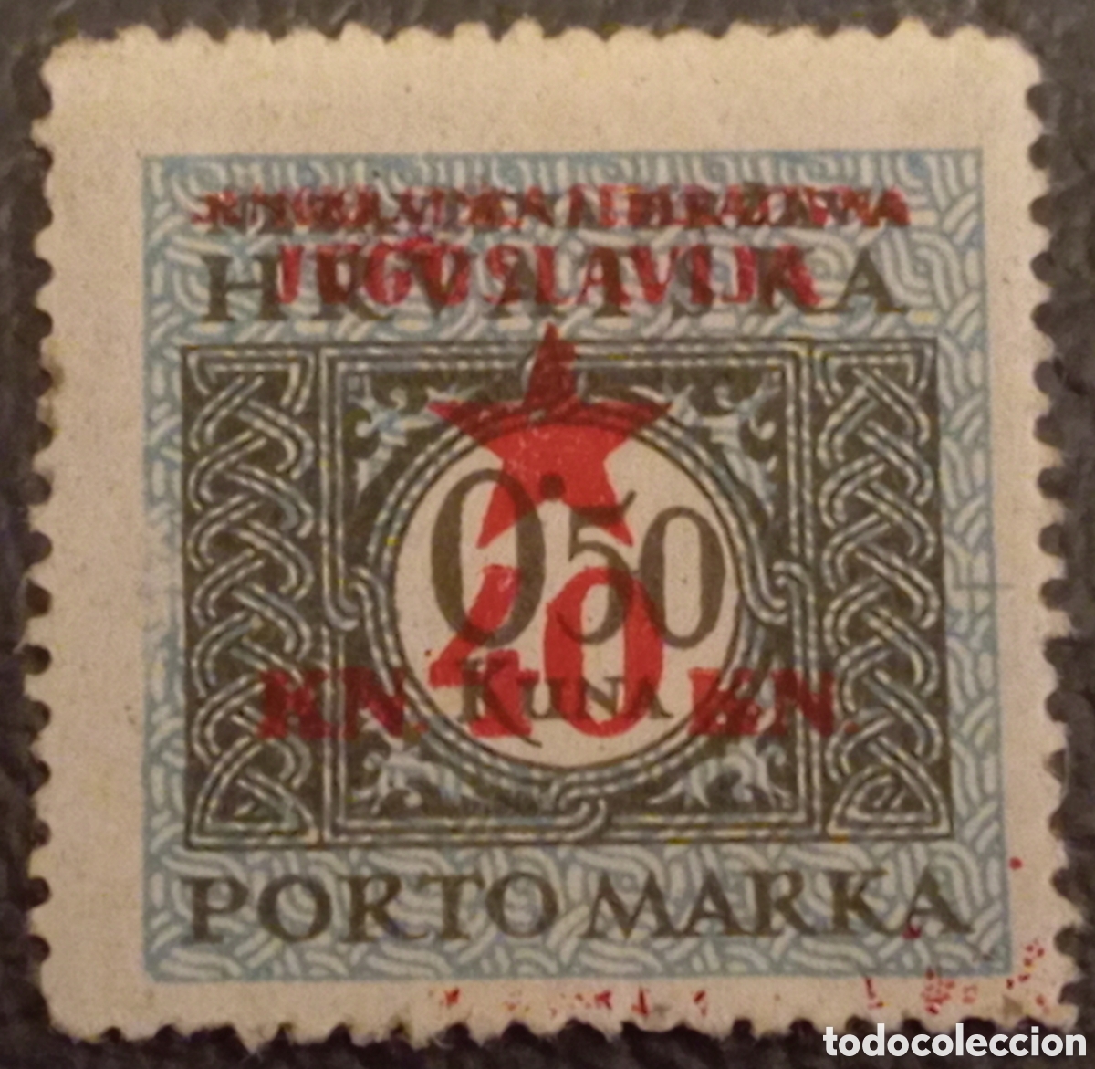 Sellos: Yugoslavia 1945 - Tasa Zagreb 0.50 Kn Estrella Roja - Michel P1 MH