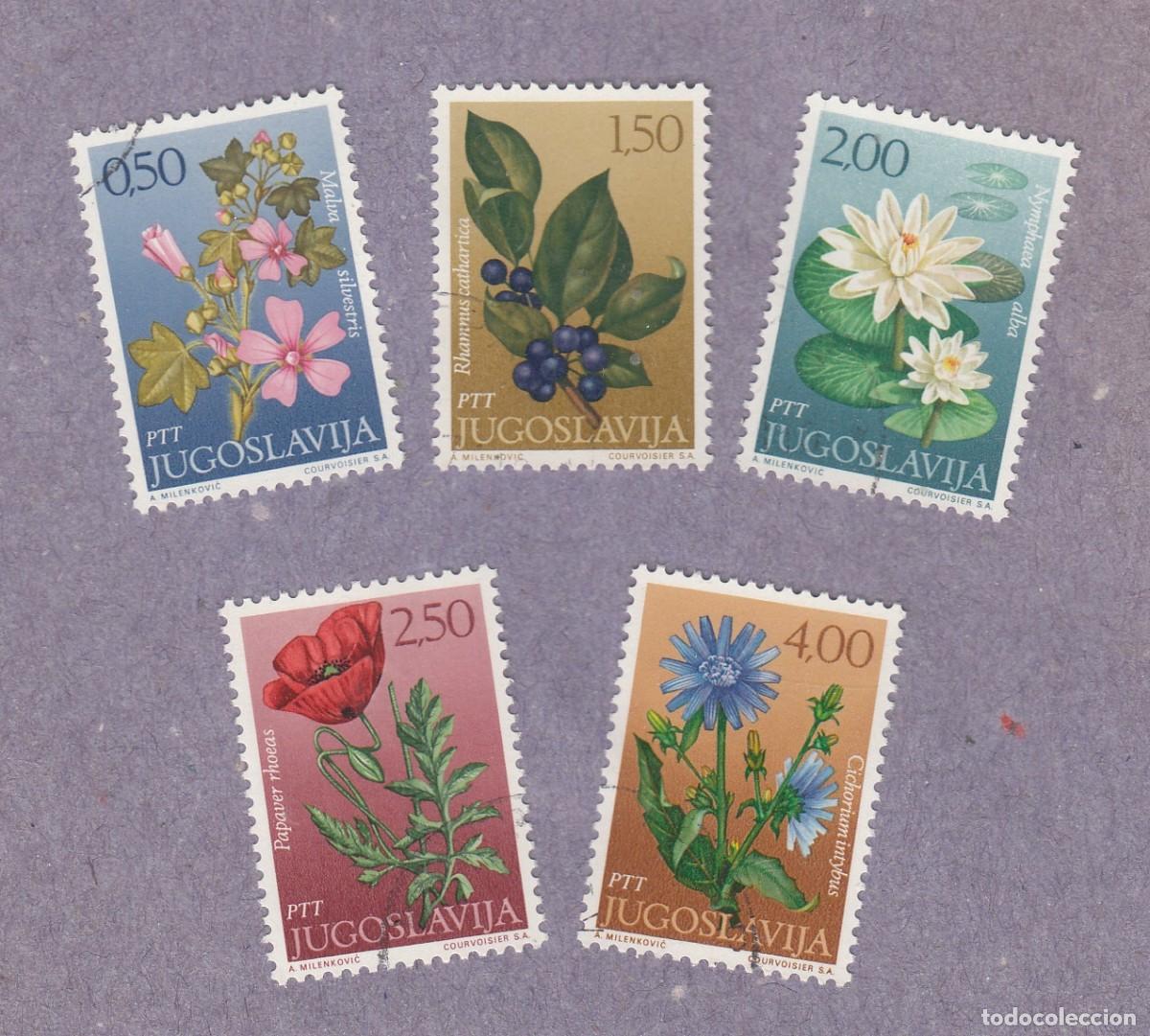 Sellos: YUGOSLAVIA 1971 - FLORES - YVERT 1305/1309 USADOS