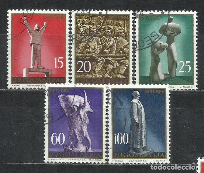 Sellos: 8012-YUGOSLAVIA JUGOSLAVIA SERIE COMPLETA 1961 N&ordm; 871/875 ESCULTURA ARTE
