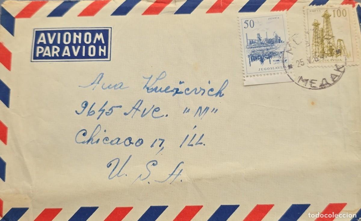 Sellos: O) 1961 circa, YUGOSLAVIA, ZENICA STEEL WORKS, CRUDE OIL PRODUCTION, AIRMAIL, CIRCULATED TO USA