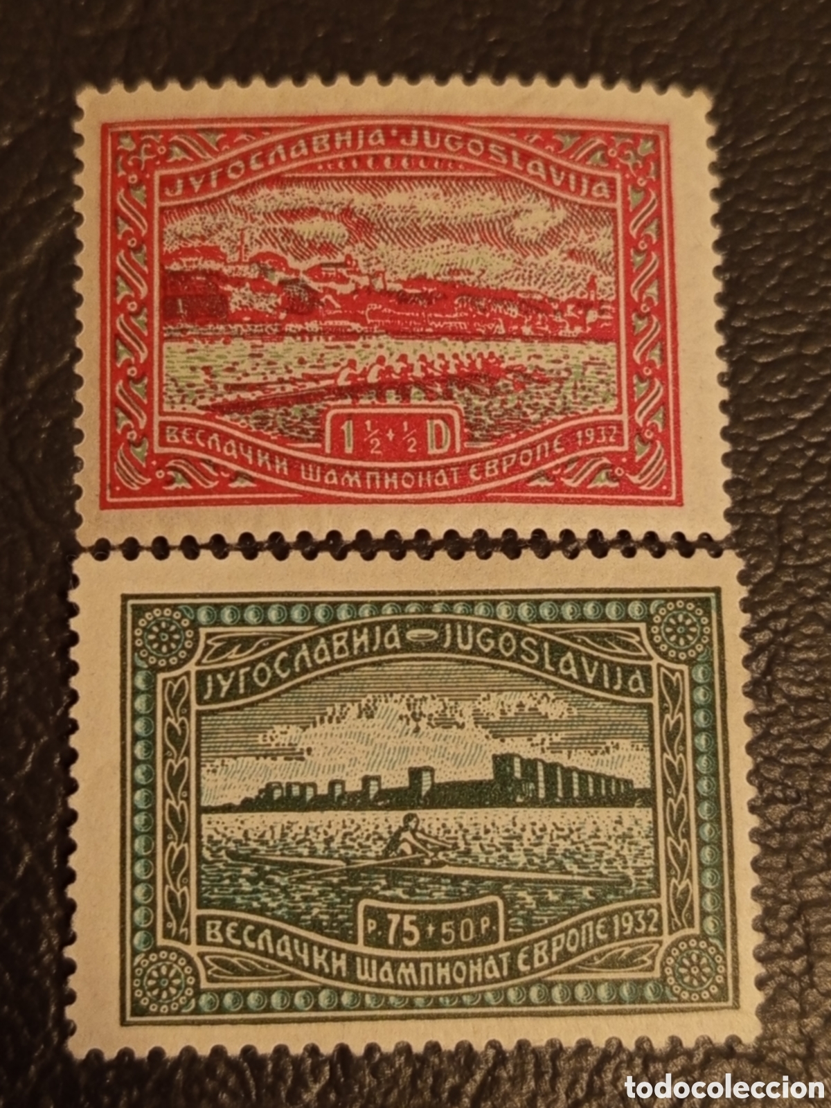 Sellos: Yugoslavia 1932 - Cto. Europa de Remo - Michel 243 y 244MH- MNH