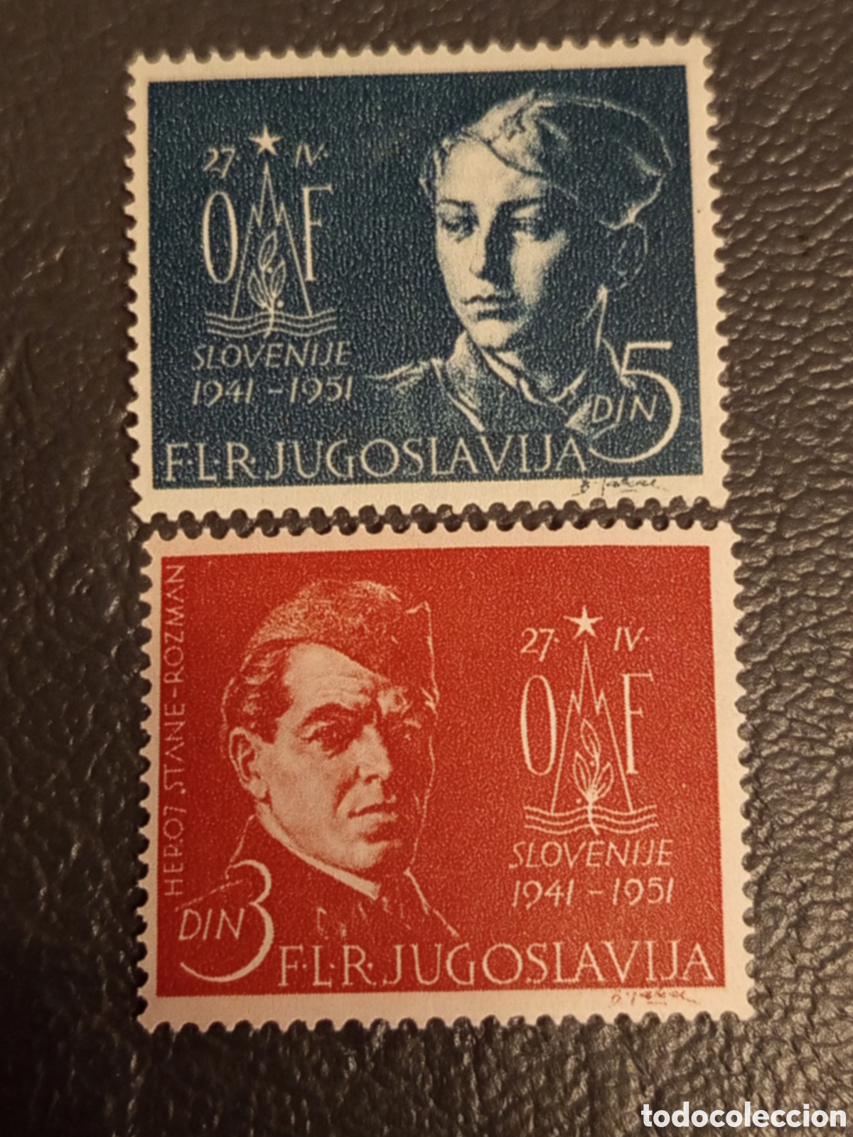 Sellos: Yugoslavia 1951 - Serie Partisanos Resistencia Eslovenia MH (Michel 641/642)