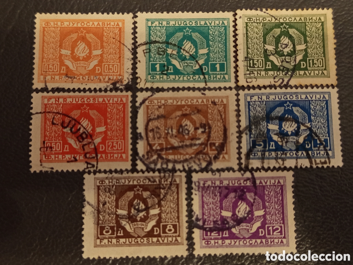Sellos: Serie Completa 8 Sellos Servicio Yugoslavia 1946 Usados - Cat&aacute;logo Michel D1-D8