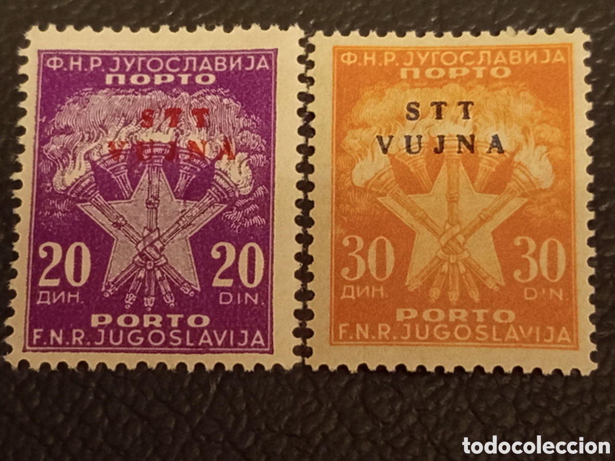 Sellos: Yugoslavia Trieste Zona B 1950 - Tasas &rdquo;STT VUJNA&rdquo; 20d y 30d - Michel 38-39 / Scott J18-J19
