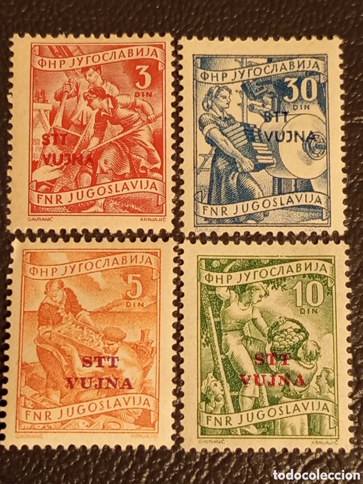 Sellos: Lote 4 Sellos Yugoslavia Trieste Zona B 1950-1953, Econom&iacute;a e Industria, STT VUJNA, Cat Michel 45-48
