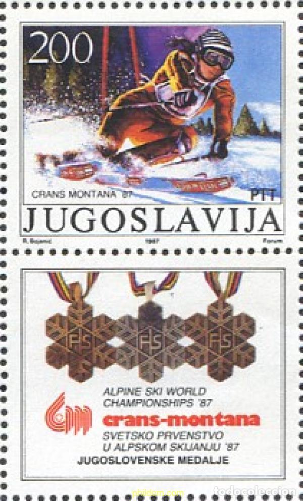 Stamps: 672313 MNH YUGOSLAVIA 1987 CAMPEONATOS DEL MUNDO DE ESQUI EN CRANS MONTANA