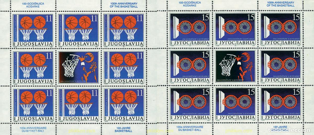 Sellos: 10103 MNH YUGOSLAVIA 1991 CENTENARIO DEL BALONCESTO