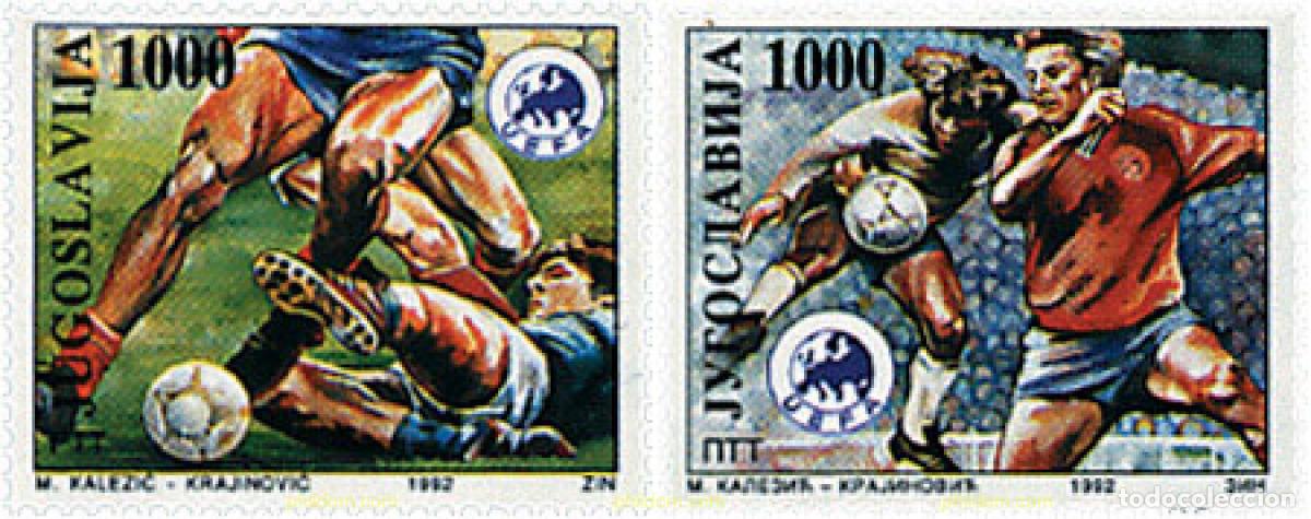 Sellos: 67336 MNH YUGOSLAVIA 1992 COPA DE EUROPA DE FUTBOL