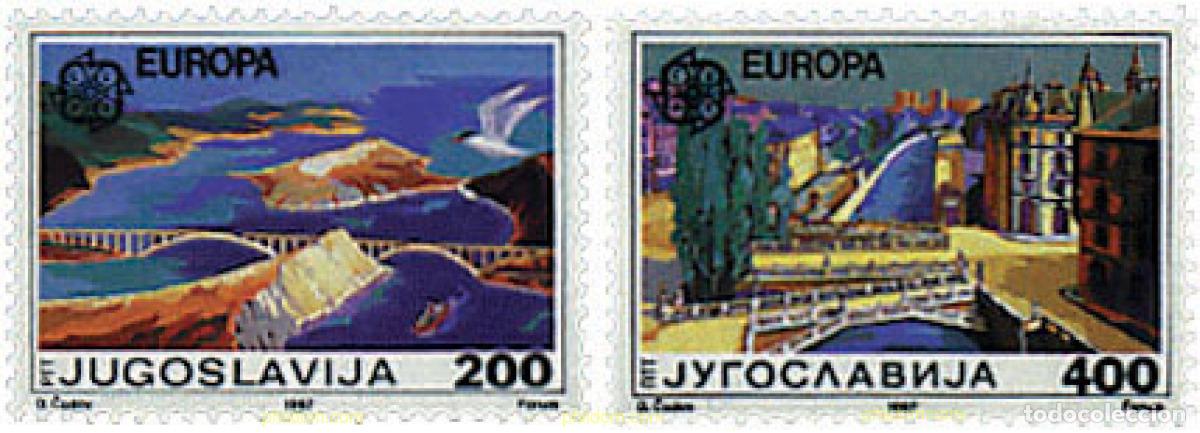 Sellos: 62678 MNH YUGOSLAVIA 1987 EUROPA CEPT. ARQUITECTURA MODERNA