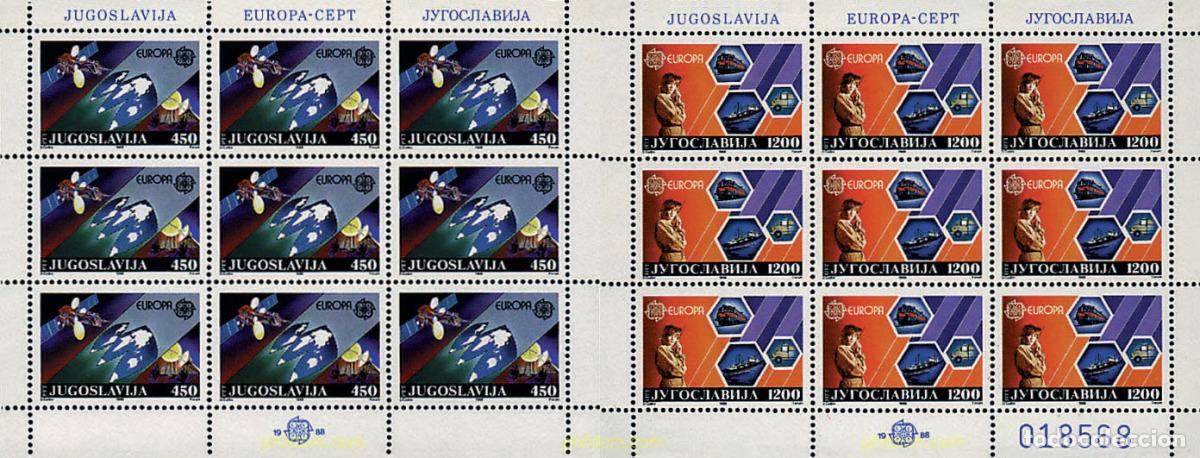Sellos: 8988 MNH YUGOSLAVIA 1988 EUROPA CEPT. TRANSPORTE Y MEDIOS DE COMUNICACION