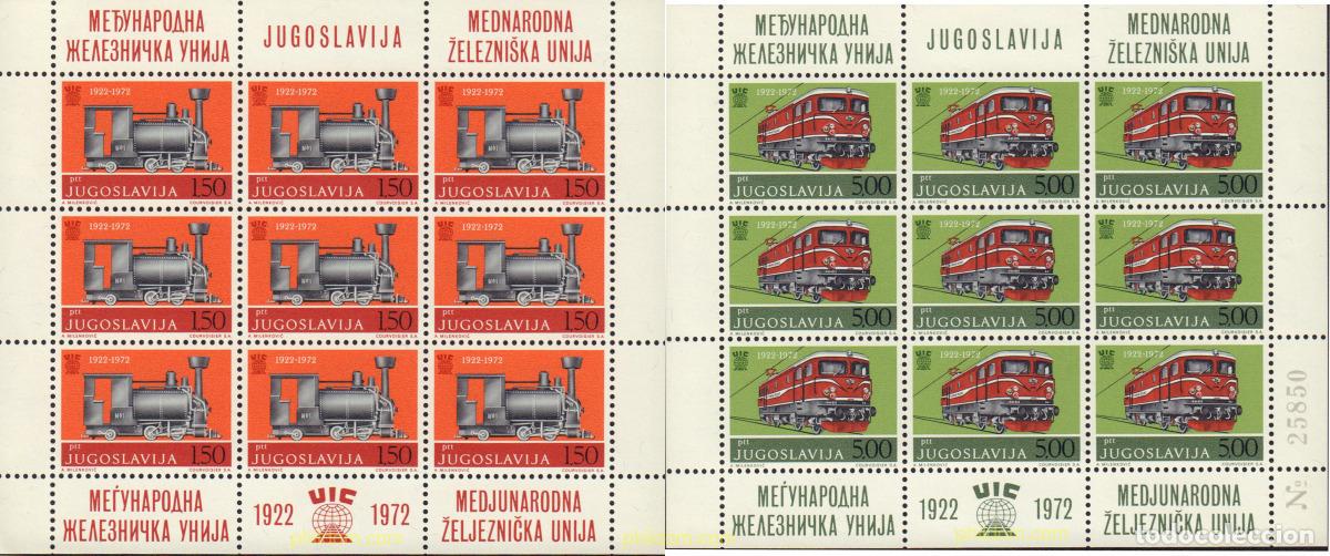 Sellos: 125496 MNH YUGOSLAVIA 1972 50 ANIVERSARIO DE LA UNION INTERNACIONAL DE FERROCARRILES