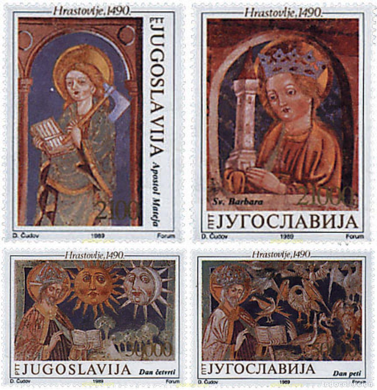 Sellos: 67313 MNH YUGOSLAVIA 1989 500 ANIVERSARIO DE LOS FRESCOS DE LA IGLESIA DE LA SANTA TRINIDAD EN HRAS